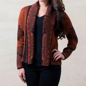 Peruvian Link Alpaca Collection Rust Orange Sweater, size medium